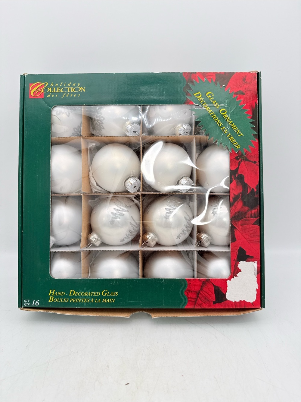 Silver Glass Ornaments - 16-Pack